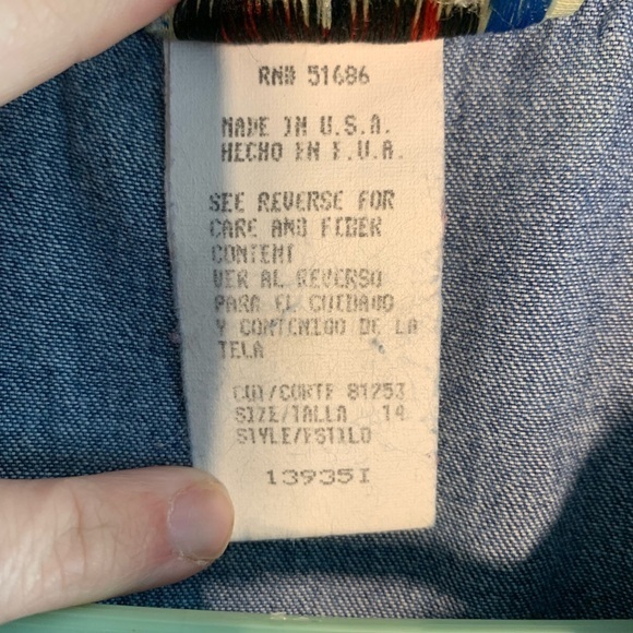 Women’s Vintage Chorus Blues Size 14 Blue Jean Denim Lace Dress With Pockets - Picture 10 of 12